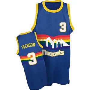 Denver Nuggets Authentic Light Blue Allen Iverson Throwback Jersey - Men's