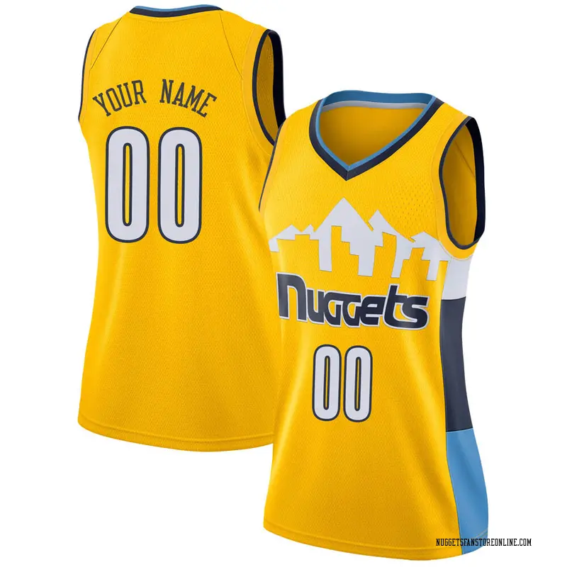 Nike Denver Nuggets Swingman Yellow Custom Jersey Statement Edition