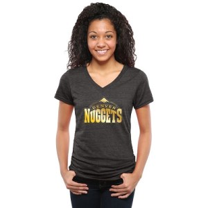 Denver Nuggets Gold Collection V-Neck Tri-Blend T-Shirt - Black - Women's