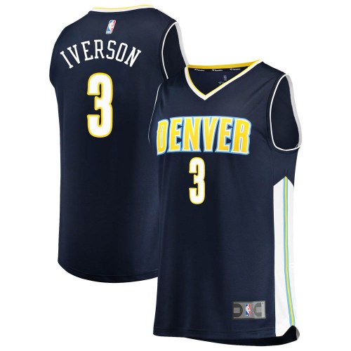 Denver Nuggets Navy Allen Iverson Fast Break Jersey - Icon Edition - Men's
