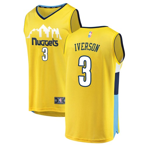 Denver Nuggets Yellow Allen Iverson Fast Break Jersey - Statement Edition - Youth